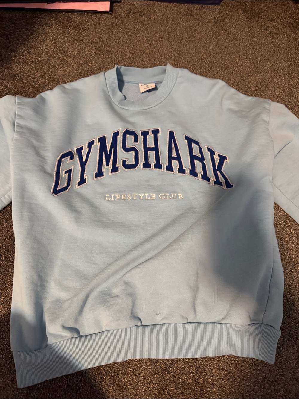 Gymshark Light Blue Crewneck with Navy Logo